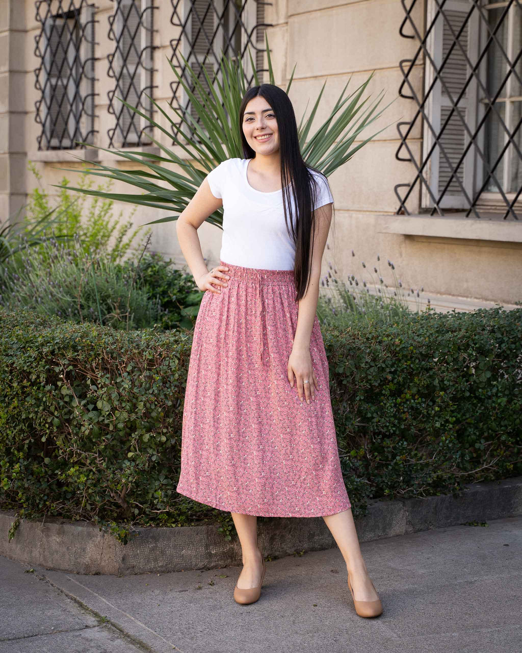 Falda Bra4 Flores Rosada