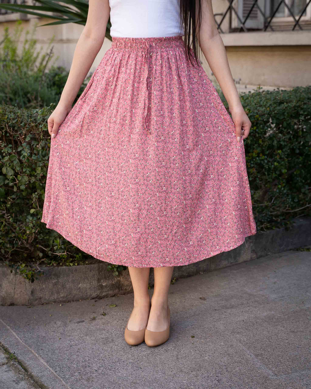 Falda Bra4 Flores Rosada