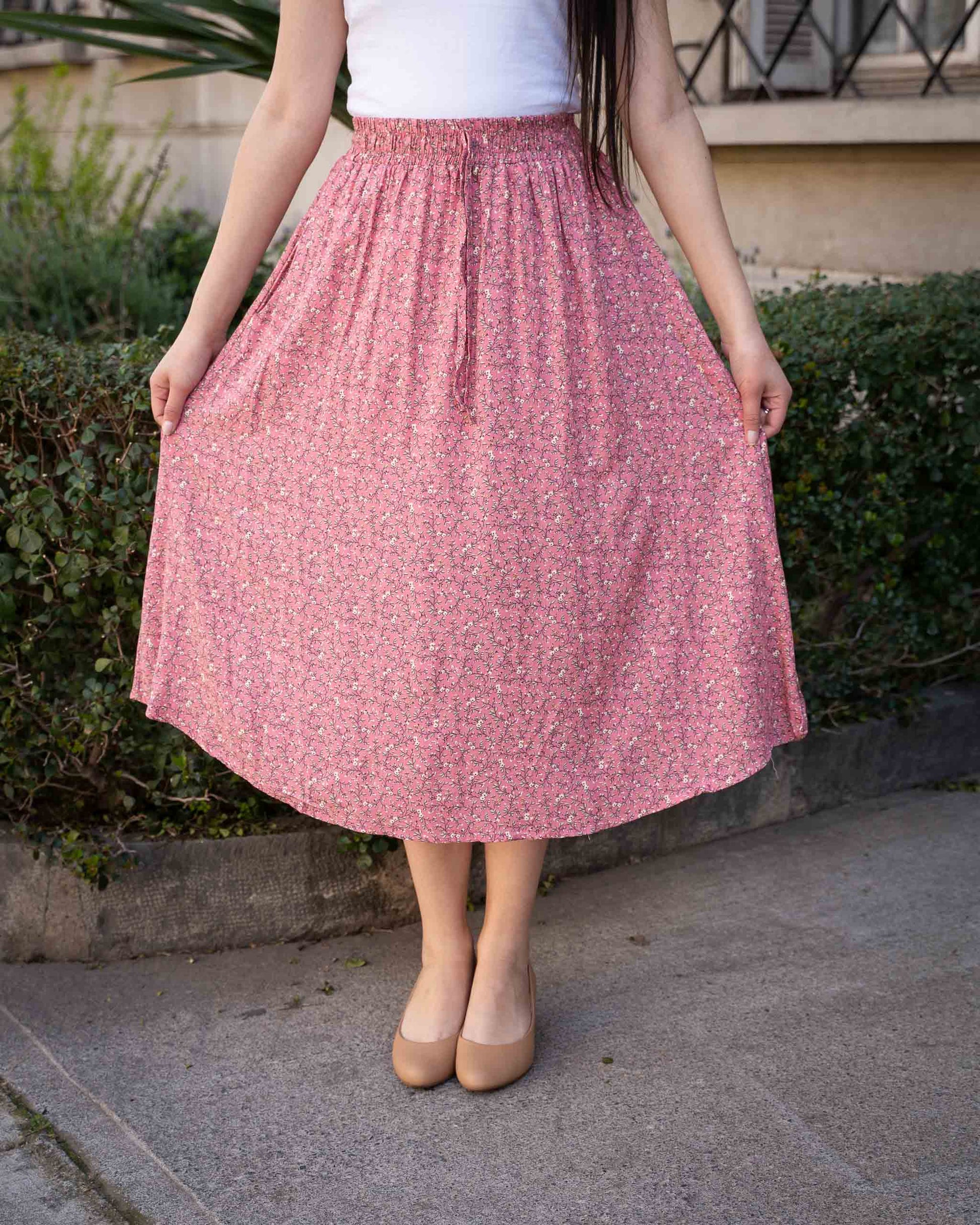 Falda Bra4 Flores Rosada