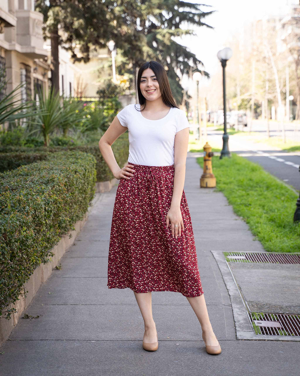 Falda Bra4 Flores Burdeo