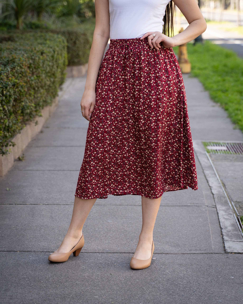 Falda Bra4 Flores Burdeo