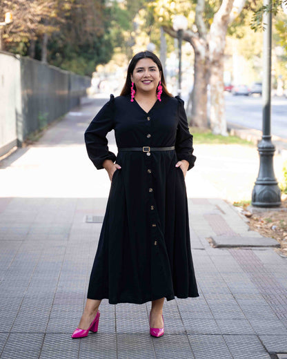 Vestido Camisero Cinturon Negro