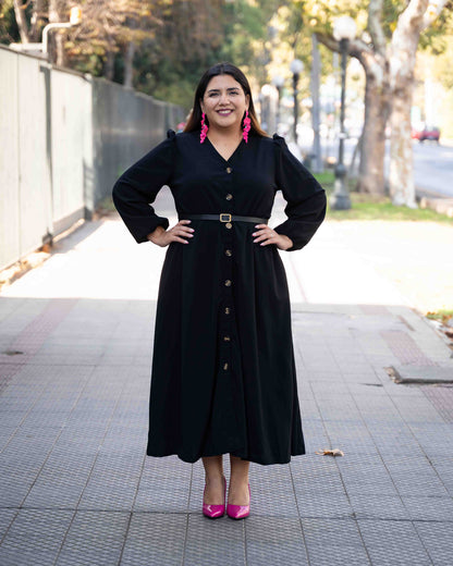 Vestido Camisero Cinturon Negro
