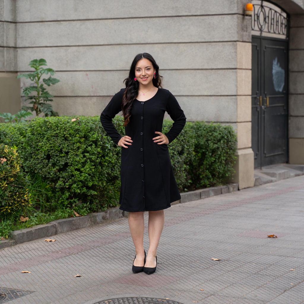 Vestido Botones Negro