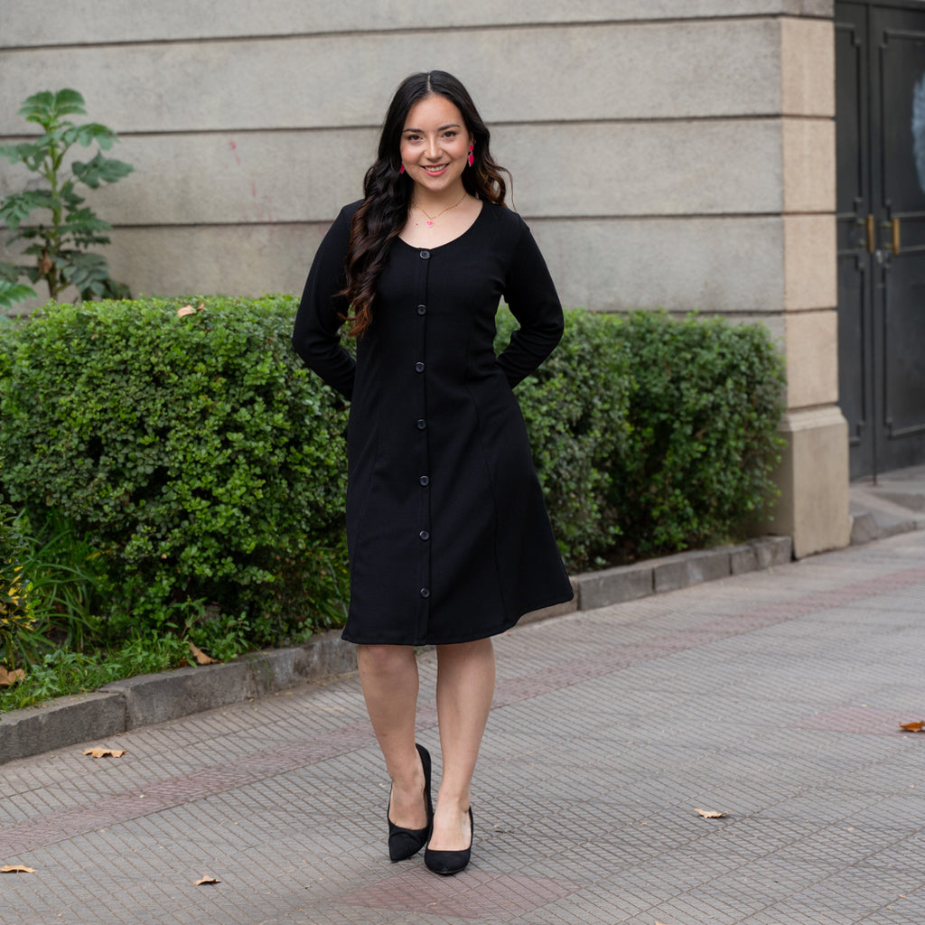 Vestido Botones Negro