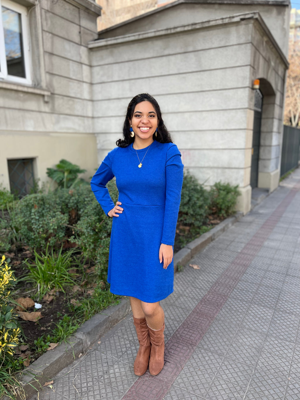 Vestido Lanilla Manga Princesa Azul