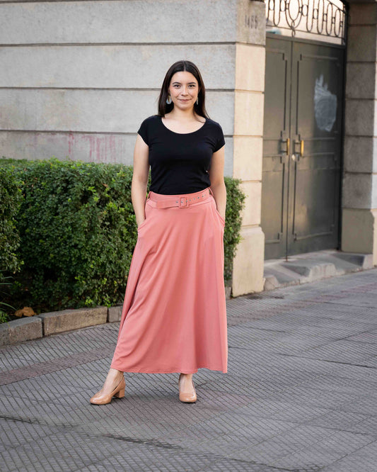 Maxifalda Cinturon Damasco