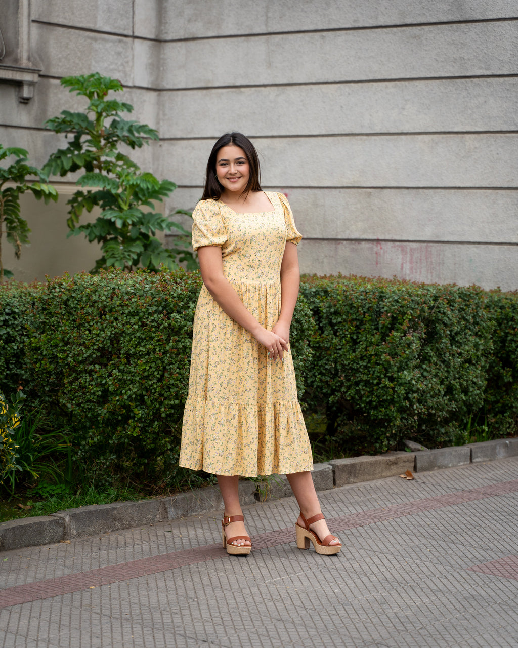 Vestido Bra3 Amarillo Floreado