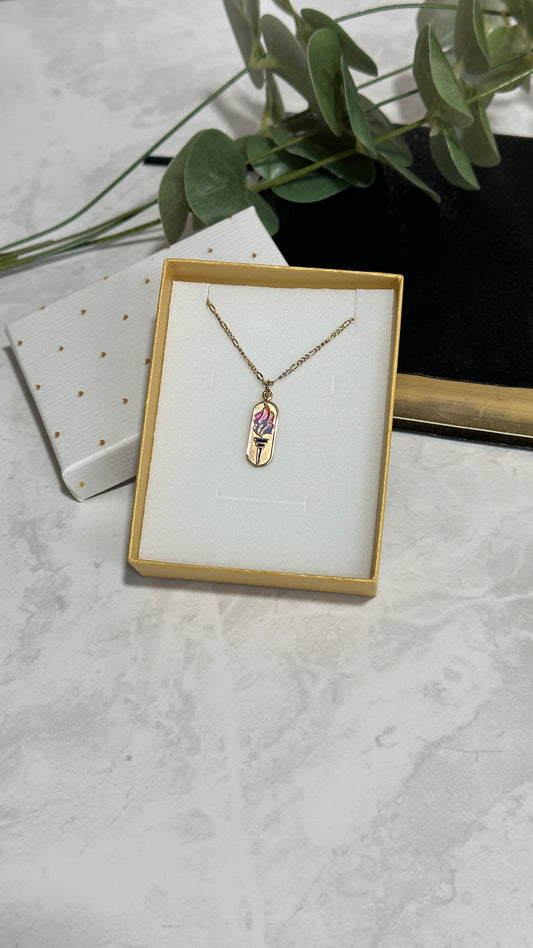 Collar Mujeres Jovenes Antorcha Baño en Oro