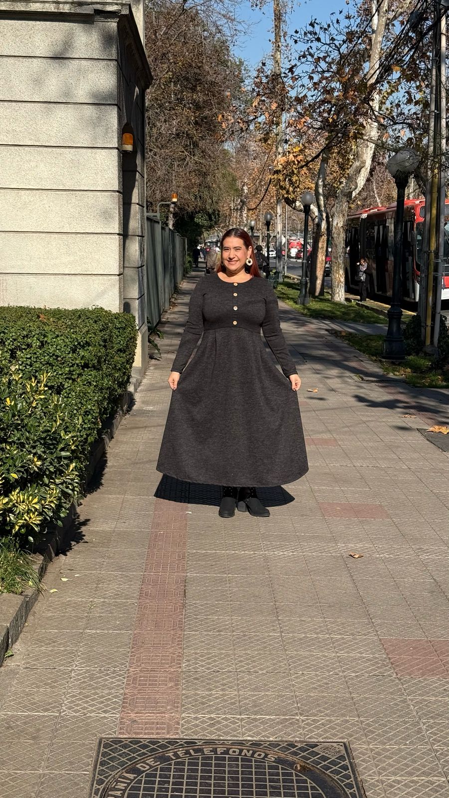 Maxivestido Lanilla Botones Negro