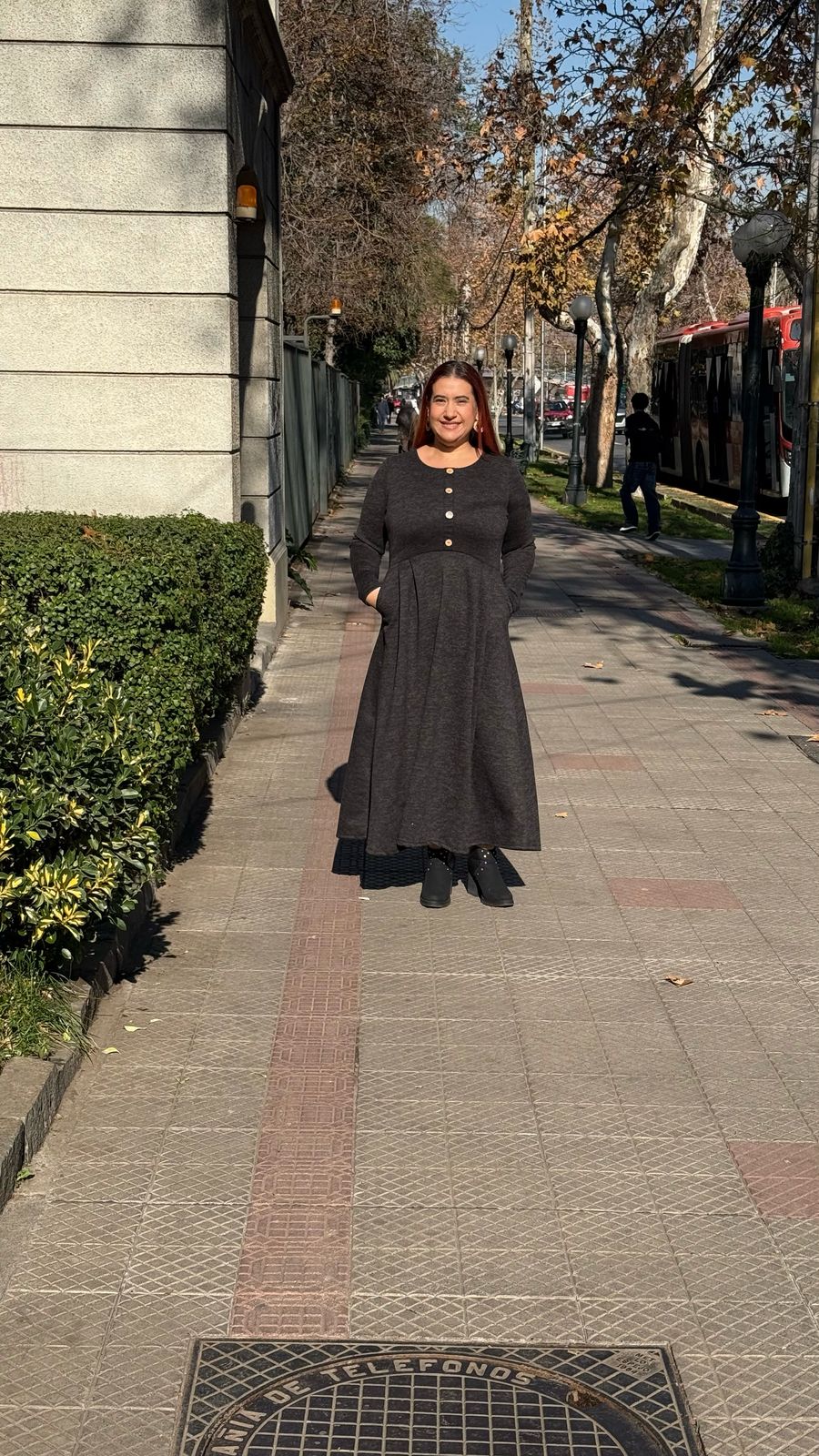 Maxivestido Lanilla Botones Negro
