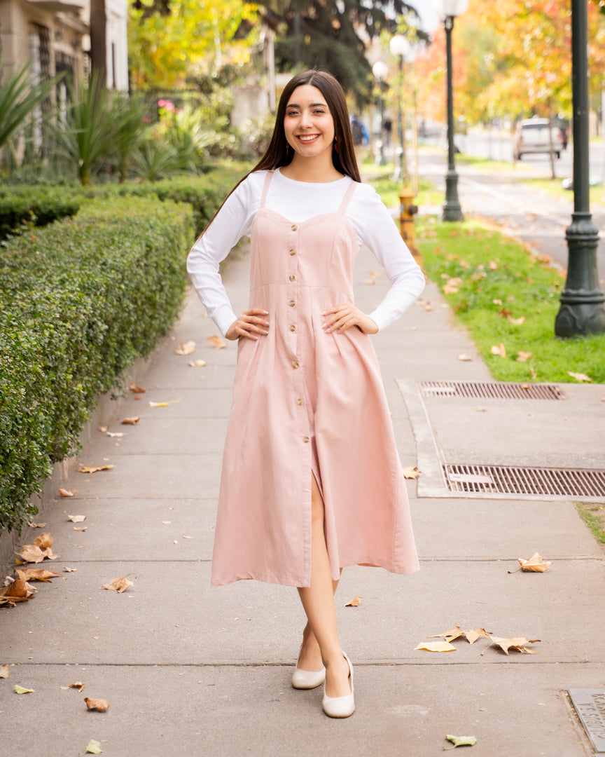 Vestido Botones Rosado