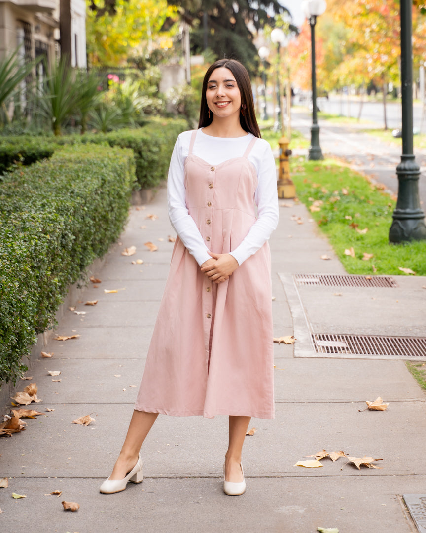 Vestido Botones Rosado