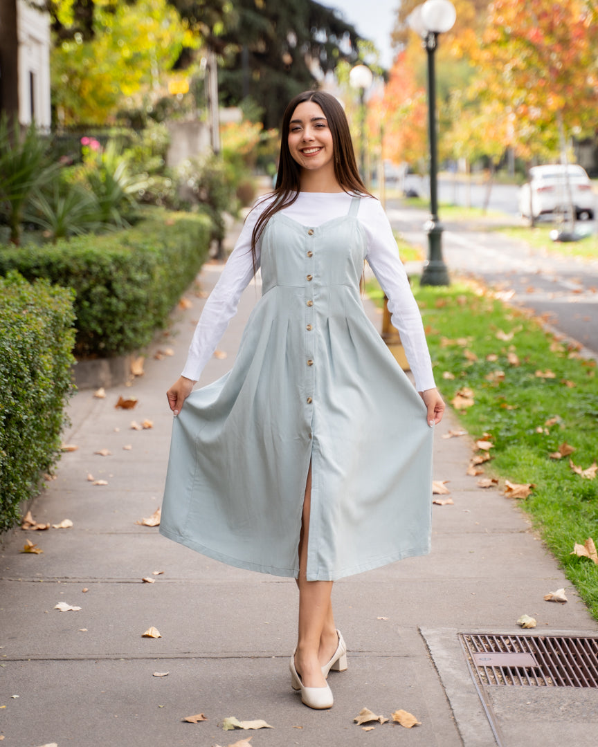 Vestido Botones Verde