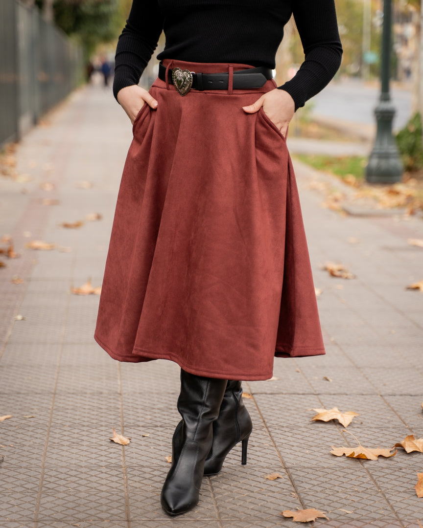 Falda Gamuza terracota