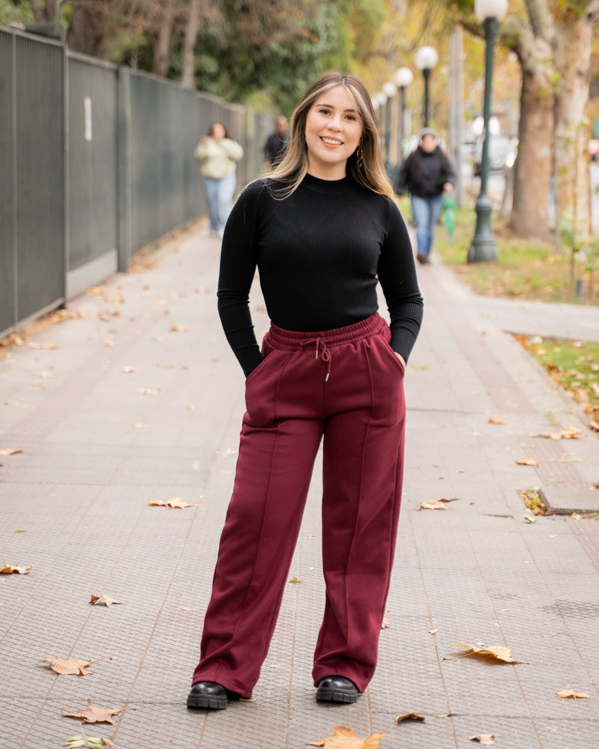 Pantalon Forrado Burdeo