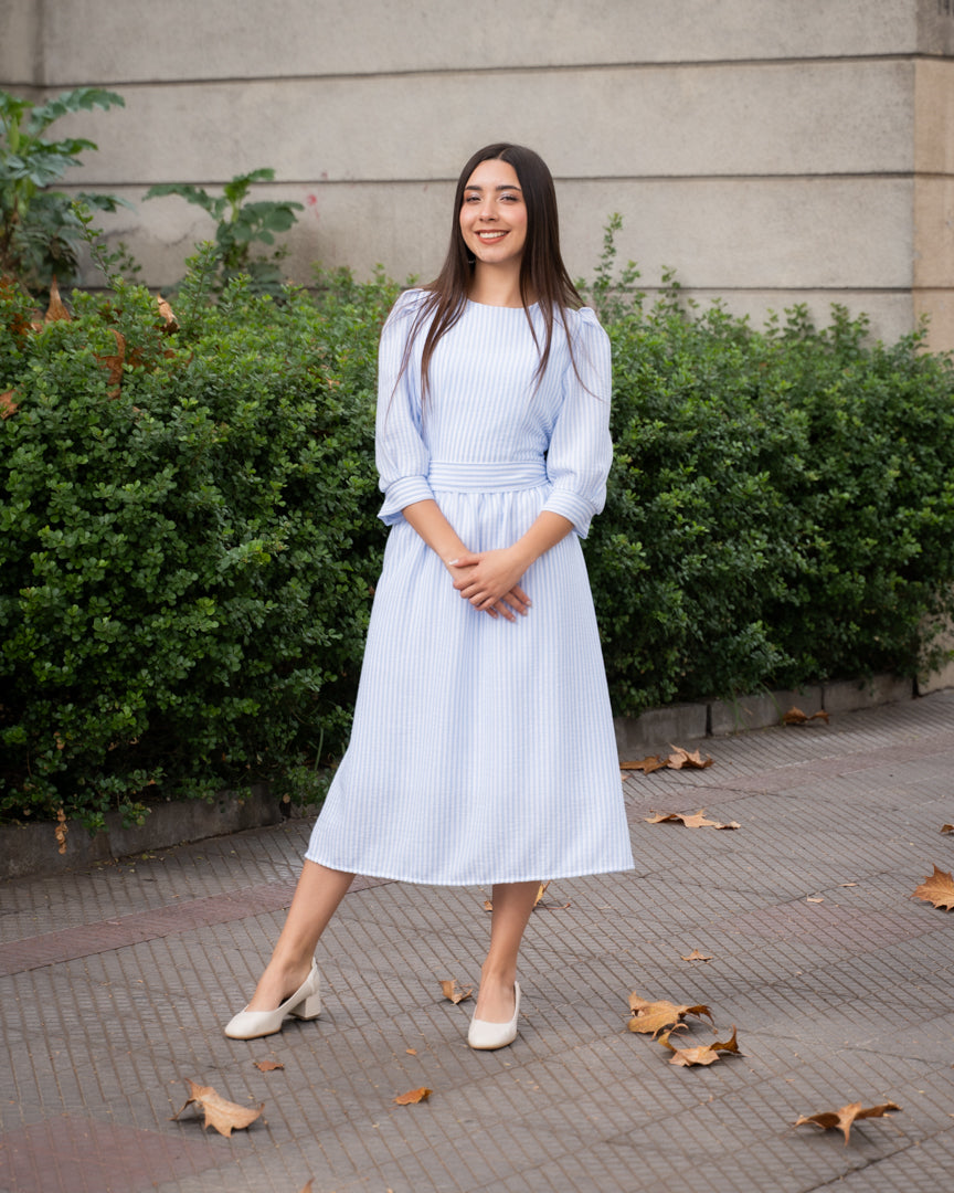 Vestido Rayas Celeste
