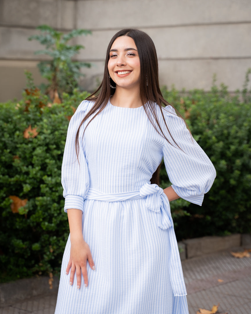 Vestido Rayas Celeste