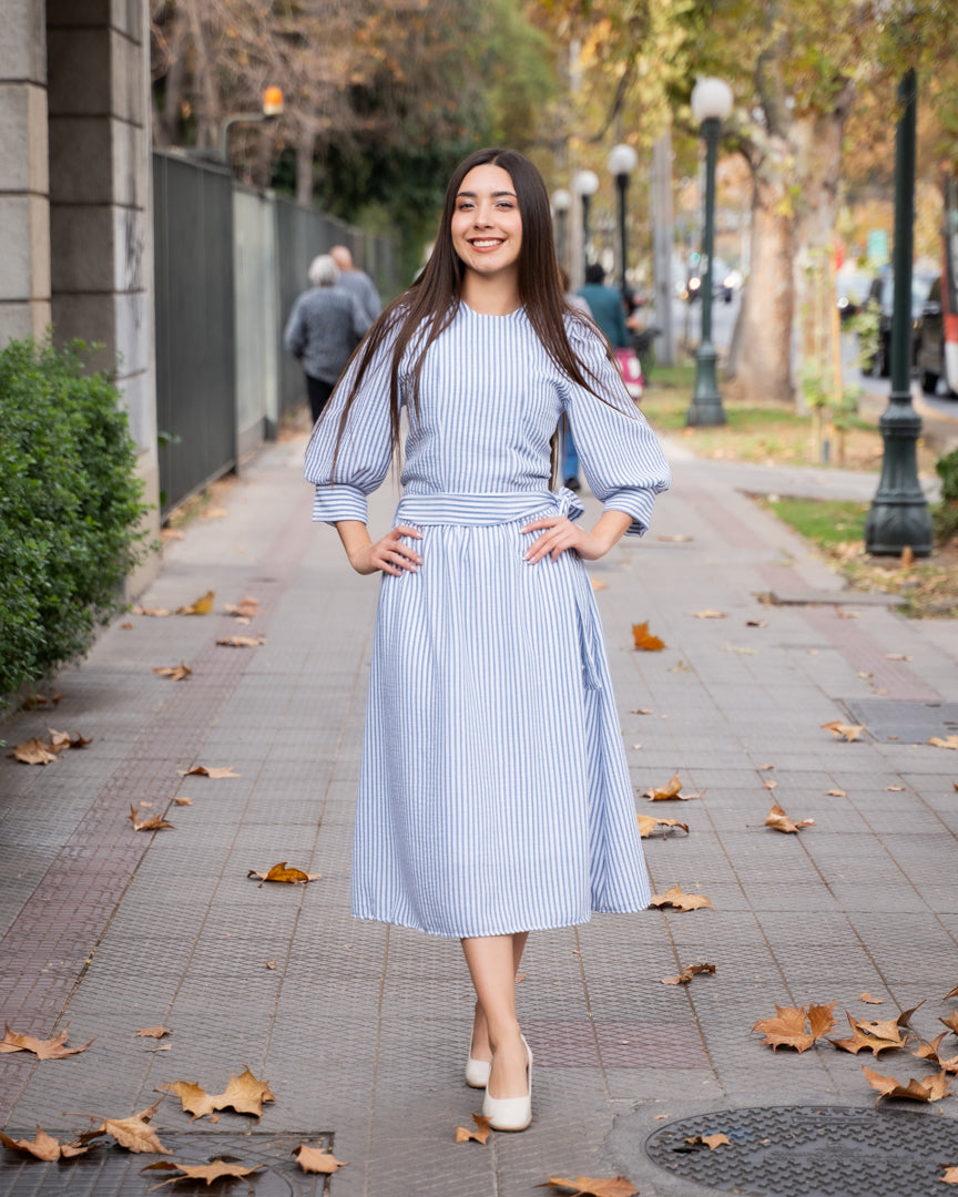 Vestido Rayas Gris