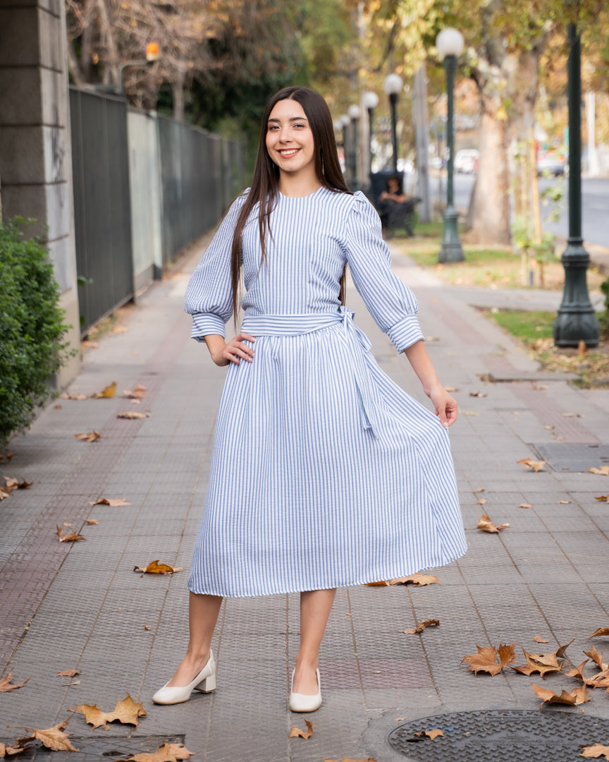 Vestido Rayas Gris