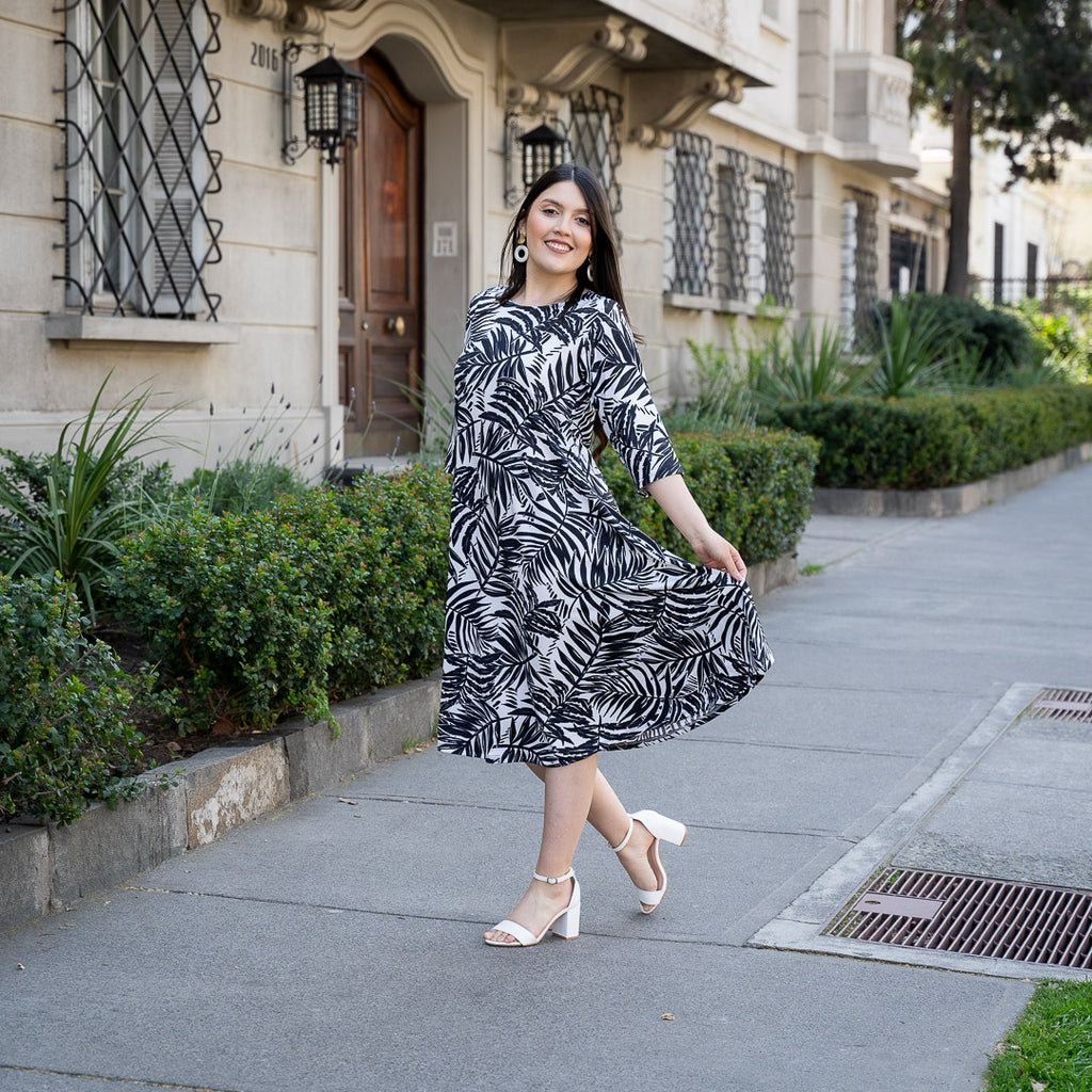 Vestido Camisero Estampado Beige