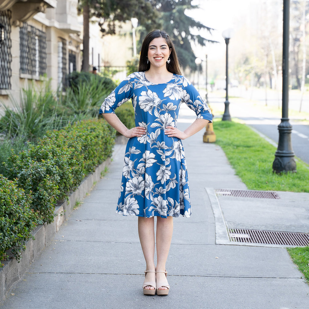Vestido Godet Azul FBL